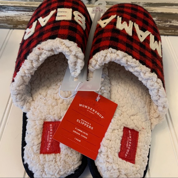Womens Mama Bear Buffalo Check Slippers XL(11/12) - Picture 6 of 9